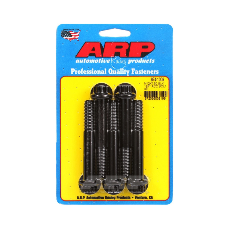 Set de șuruburi și piulițe universale ARP M12 x 1,50 – Oxid negru, 12 bucăți x 5 - ARP-674-1009 - 674-1009 - 3666618196961